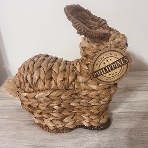 Easter Wicker Bunny Decor NWT